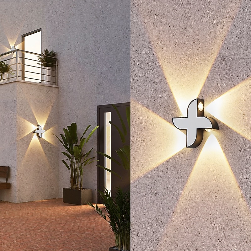 Outdoor LED Wall Sconce Waterproof 10W Up and Down Lighting Curved Indoor Double-Head Modern Light Fixture Warm White for Bedroom4