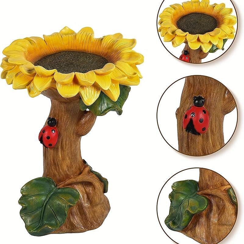 Polyresin Sunflower Bird Bath Sunflower Resin Crafts Gardening Ornaments3