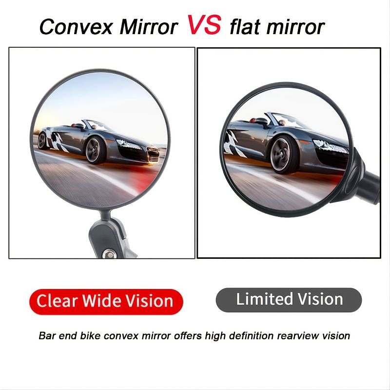 Boost Your Cycling Safety: 2pcs Bike Mirrors For Handlebars - Perfect Rear View Mirrors For Mountain &amp; Road Bikes!4
