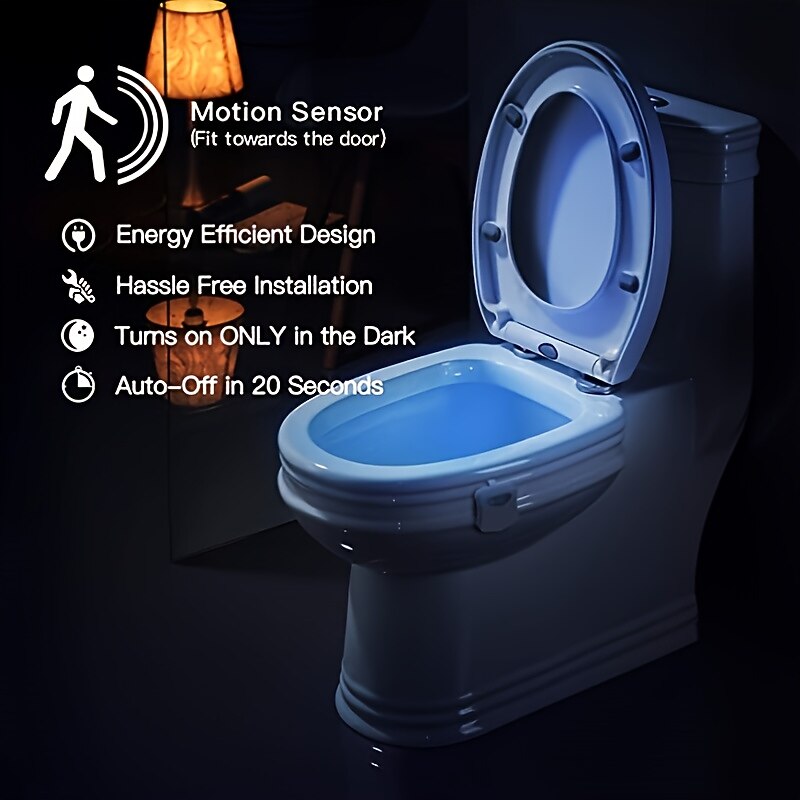 Toilet Night Light Bathroom LED Toilet Seat Bowl Motion Activated Detection Sensor 16-Color Changing Waterproof Washroom for Adult Kid4
