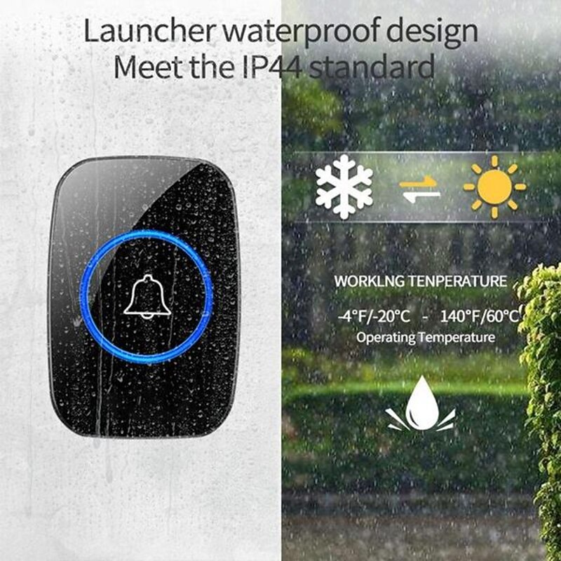 Wireless Doorbell kitPlug-in Receiverelderly pagerWaterproof Push Button with 1000 feet Operating Range 5 Volume Levels60 ChimesLED flash&CD Sound For Home/Office/Classroom Use3