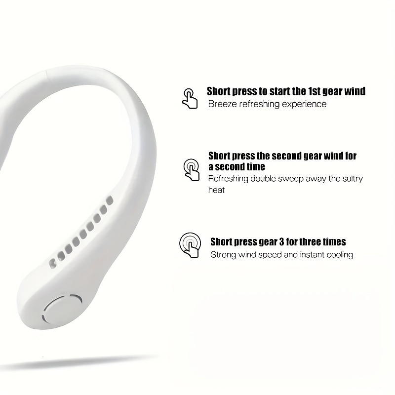 Portable Neck Fan Electric Wireless Fan USB Charging Mini Ventilator Cooling Vaneless Silent Neck Fan Sport Travel Work Learning Neck Hanging Shoulder Neck Fan Touch Third Gear Adjusts Long Range4