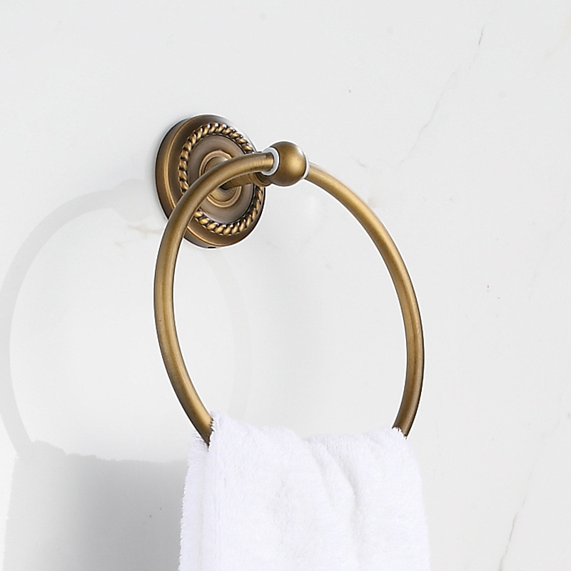 Brushed Brass Towel Holder Towel Ring Wall Mounted Antique Brass Toilet Towel Ring Bath  Hand Towel Holder Bathroom Accessories Bath Hardware3