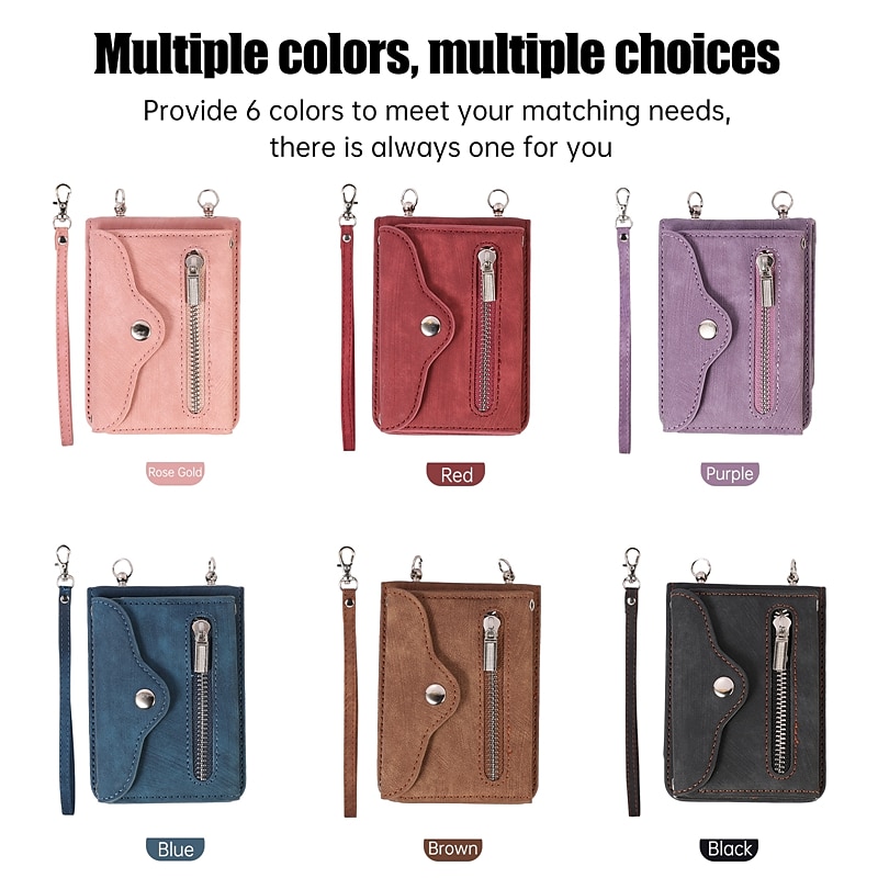 Phone Case For Samsung Galaxy Z Flip 7 Z Flip 6 Z Flip 5 Z Flip 4 Z Flip 3 Handbag Purse Wallet Case Flip Zipper with Removable Cross Body Strap Solid Colored PC PU Leather2