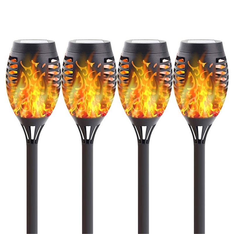2/4pcs Solar Lights Outdoor Solar Torch Lights with Flickering Flame 12 LEDs for Halloween Decorations Waterpoof Landscape Auto On/Off Garden Patio  Home  Decoration Lantern3