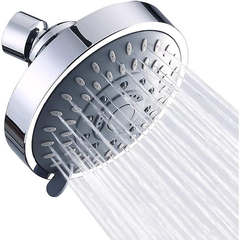 4 inch Rainfall Shower Head 5 Mode Sprayer Showerhead ABS, 360-degree Rotation High Pressure Overhead Shower Head Black Silver
