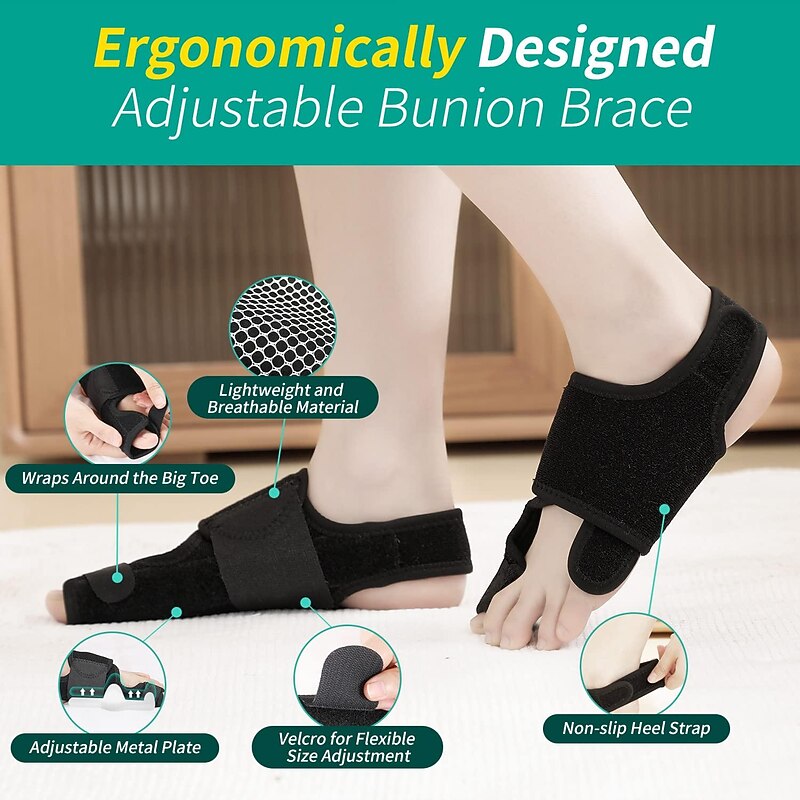 A Pair Bunion Corrector for Women and Men, Big Toe Separator Pain Relief, Big Toe Straightener with Splint, Bunion Corrector Pad with Adjustable Strap, Hallux Valgus Brace for Day/Night Support3