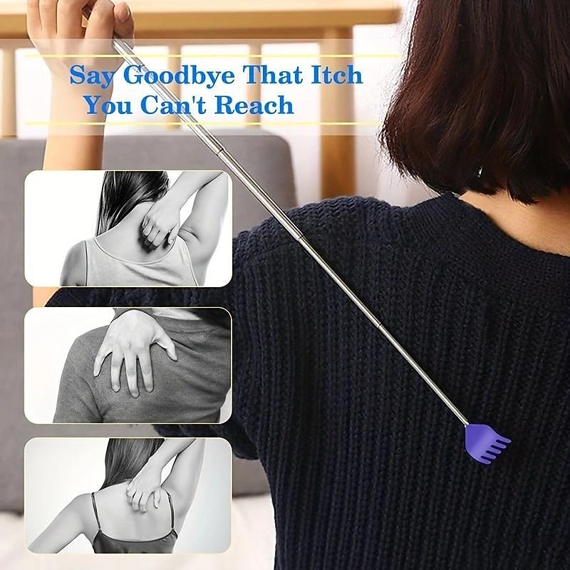 1pc Extendable Back Scratcher For Men And Women, Stainless Steel Telescoping Backscratchers Relief Tool, Portable Massager Scratchers, Fun Gifts For Adults Kids And Pets4