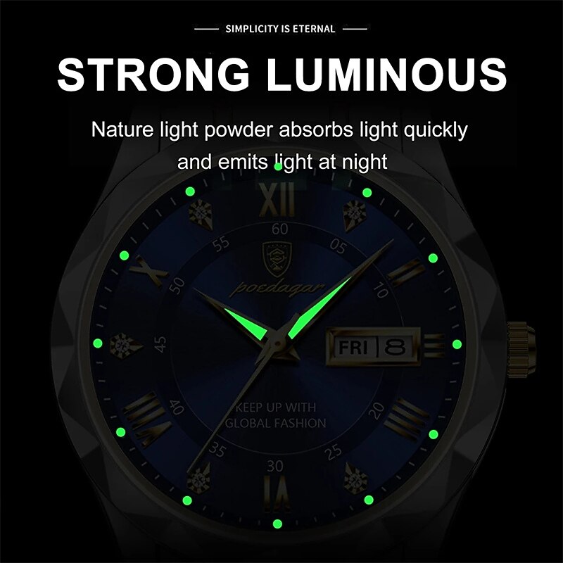 POEDAGAR Luxury Men Quartz Watches Business Top Brand Man Wristwatch Waterproof Luminous Date Week Quartz Men's Watch3