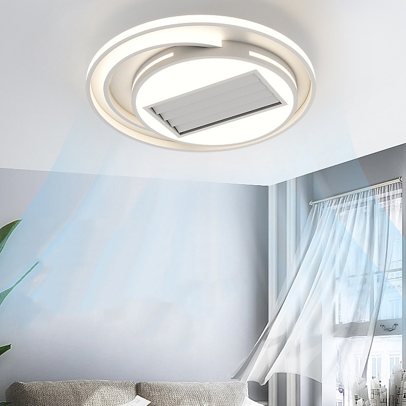 Bladeless Ceiling Fans Circle Design App & Remote Control Dimmable 6 Wind Speeds Modern Ceiling Fan for Bedroom, Living Room, Small Room 110-240V