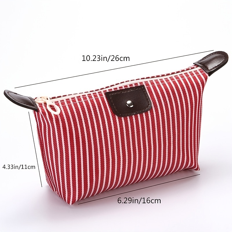 Women's Handbag Makeup Bag Cosmetic Bag Hobo Bag Nylon Party Office Travel Zipper Large Capacity Waterproof Lightweight Striped Black / White Watermelon Red Black4