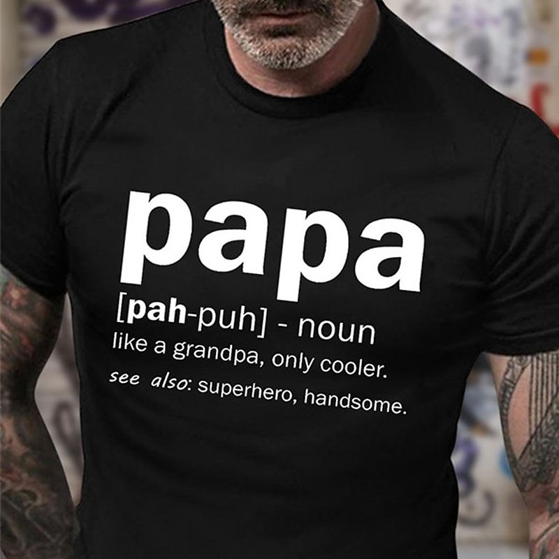 Men's Papa Definition Graphic T-Shirt - Funny Grandpa, Only Cooler Superhero Handsome Gift