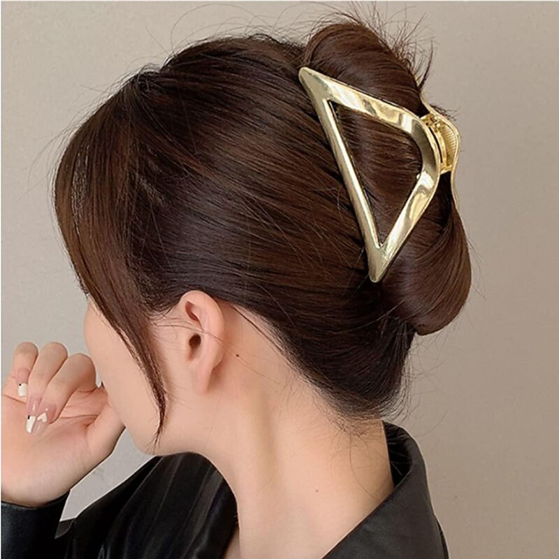 Triangle Hair Claw Clip Hollow Triangle Hair Clips Medium Metal Hair Claw for Women Girls Non-Slip Strong Grab Clips Shark Barrette Hair Clamps Hair Accessories for Thick Hair4