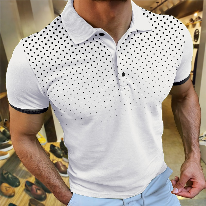 Men's Sport Polo Polo Shirt Casual Holiday Lapel Short Sleeve Fashion Basic Polka Dot Button Summer Regular Fit Wine White Navy Blue Orange Gray Sport Polo2