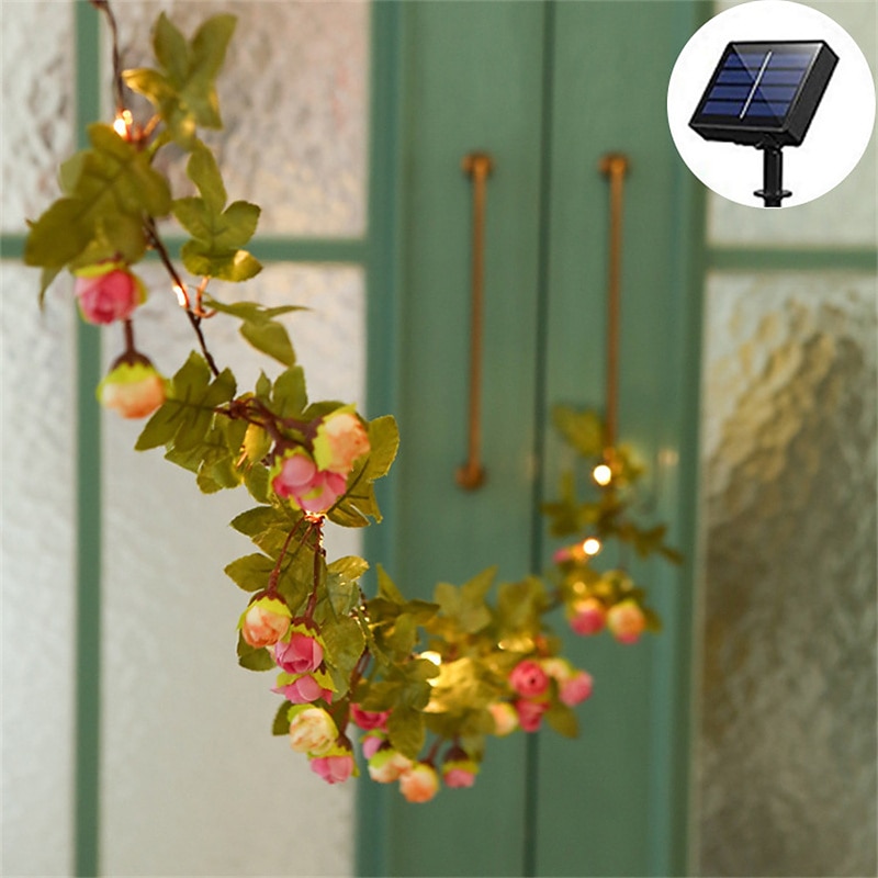 Solar Vine String Lights Ivy Lights LED Artificial Rattan Green Plant LED Solar String Light Outdoor Waterproof Led String Hanging Lights for Yard Fence Wall Hanging Wedding Decoration4