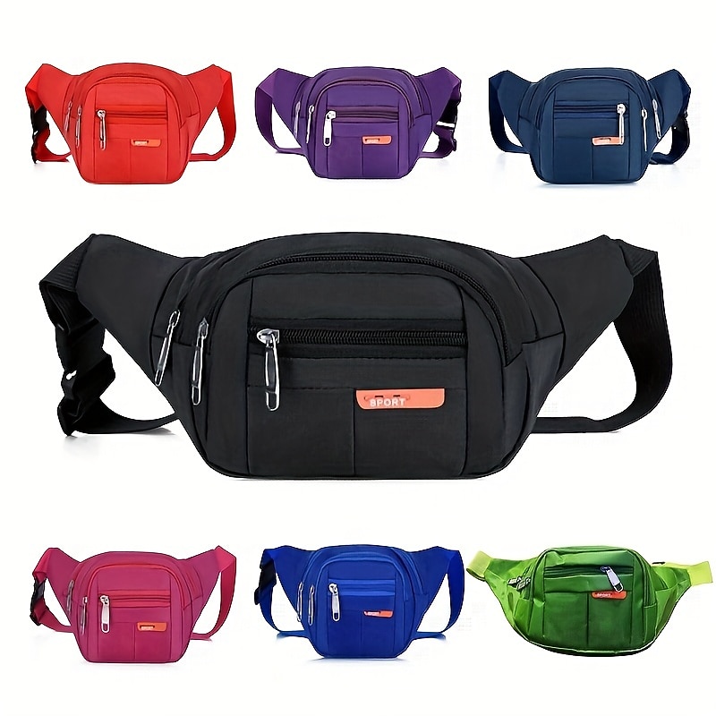 Black Waterproof Waist Bag – Multi-Pocket Fanny Pack for Travel, Hiking, Running, and Outdoor Sports