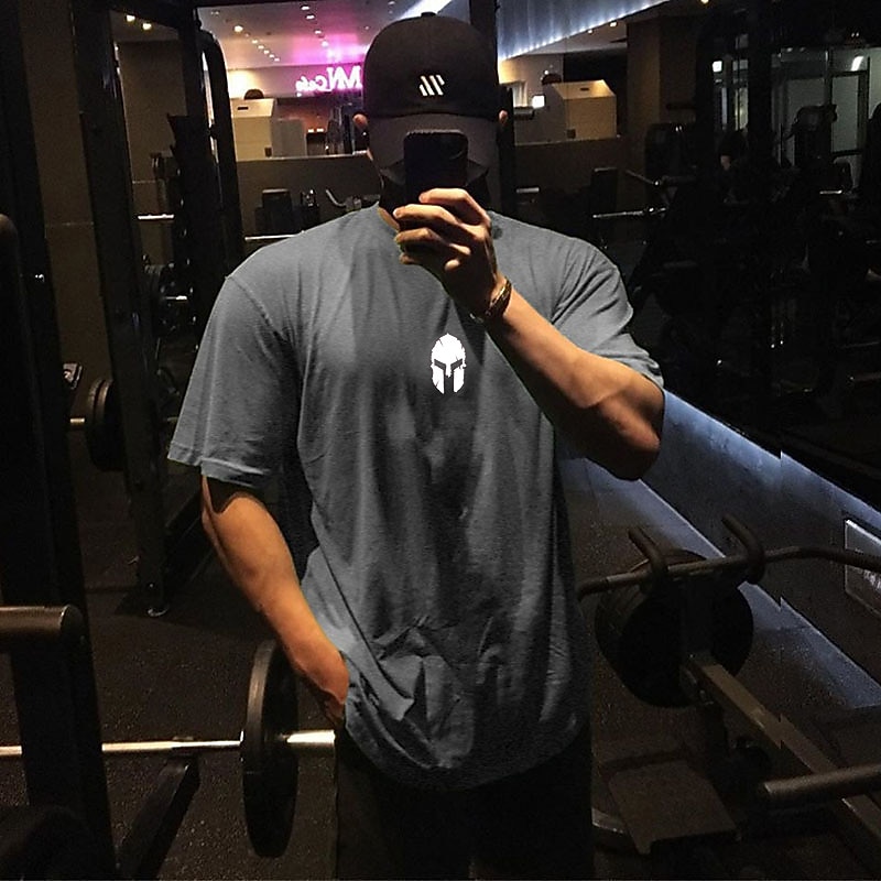 Men's Workout Shirt Running Shirt Short Sleeve Top Athletic Athleisure Fall Cotton Breathable Soft Sweat Out Basketball Jogging Training Sportswear Activewear Black with White Black White3