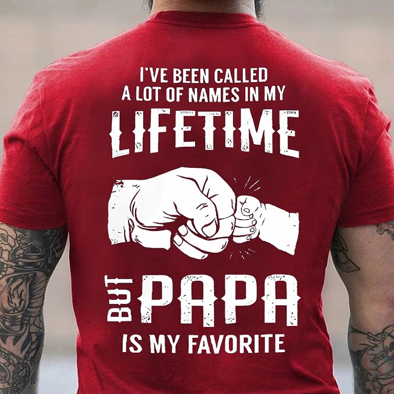 Men's Graphic Letter Hand T Shirt Back Print T Shirt Papa T Shirt Short Sleeve T shirt 3D Print Crew Neck Shirt Vintage Fashion Designer Outdoor Daily Sports Black Red Navy Blue Spring & Summer