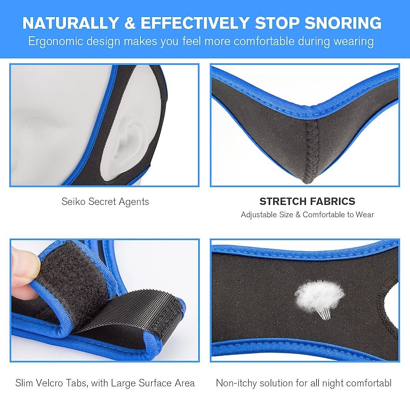Anti Snoring Devices, 2023 New Anti Snoring Chin Strap Effective Snore Chin Strap for Men Women, Adjustable and Breathable Anti Snore Devices Snoring Reduction Stop Snoring Aids for Better Sleep3