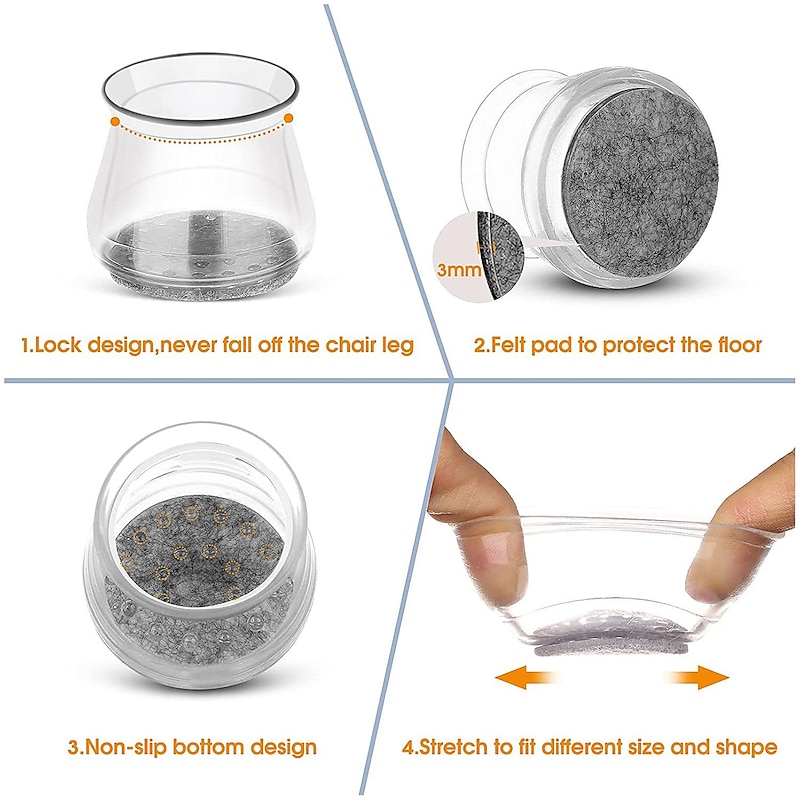 10 Pcs Chair Leg Floor Protectors Silicon Chair Leg Caps Free Moving Chair Leg Covers to Prevent Scratches and Noise4