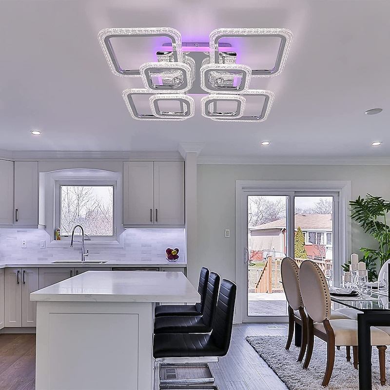 Dimmable Chrome Acrylic Ceiling Light LED 5-head and 8-head Ceiling Light with Background Light and APP Connection/Remote Control Suitable for Bedrooms Living Rooms Offices Children's Rooms4