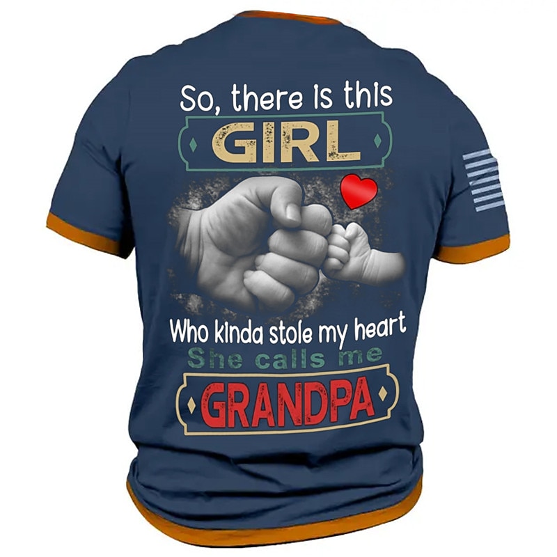 Grandpa Men's Graphic T-Shirt - My Granddaughter Stole My Heart Family Love Gift Short Sleeve Tee
