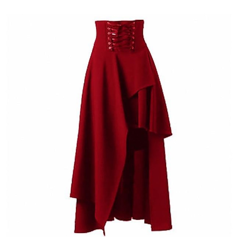 Retro Vintage Punk & Gothic Medieval Renaissance Steampunk Cosplay Costume Maxi Skirt Women's Girls' Costume Vintage Cosplay Carnival Casual Daily Skirt Masquerade4