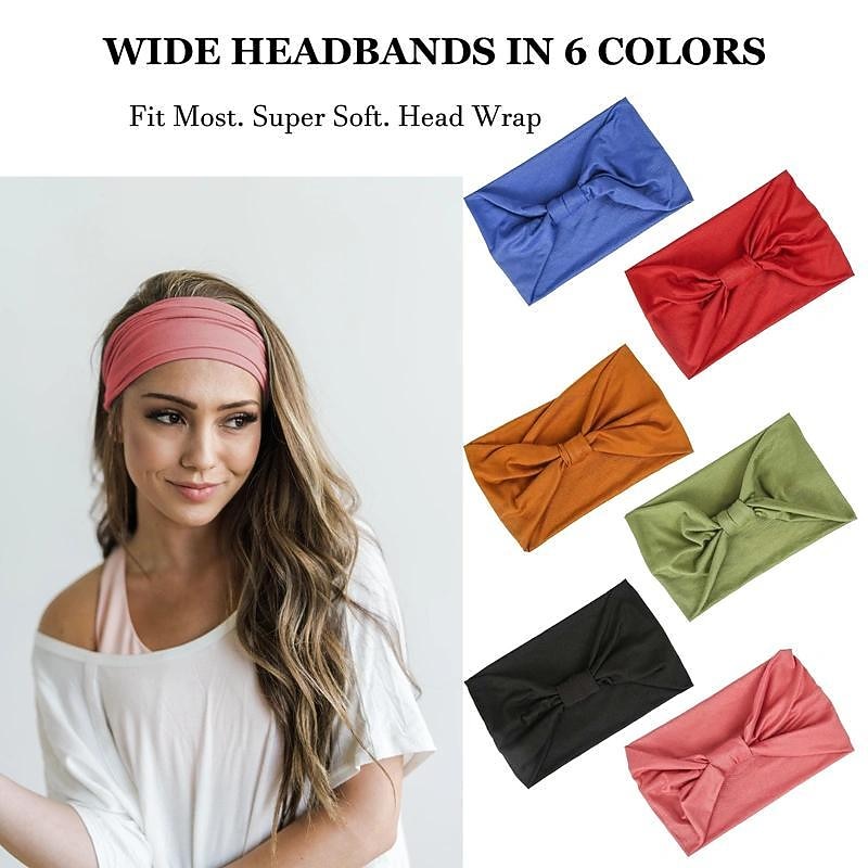 Wide Headbands For Women Non Slip Soft Elastic Hair Bands Yoga Running Sports Workout Gym Head Wraps , Knotted Cotton Cloth African Turbans Bandana4