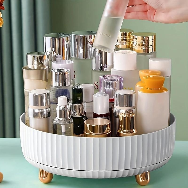 Rotating Storage Rack,Makeup Perfume Organizer, 360 Degree Rotating Cosmetic Desk Storage, Lotions Display Case, Round Gift Tray With Large Capacity, For Your Jewelry