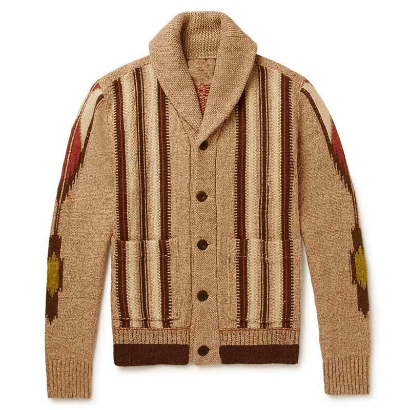 Male Cardigan Sweater Cardigan Sweater Jacket Chunky Knit Regular Jacquard Shawl Collar Daily Wear Clothing Apparel Fall Winter khaki M L XL4