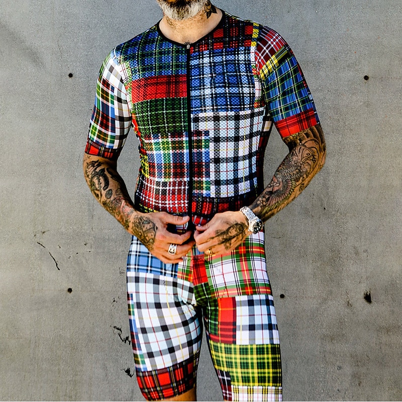 Men's Cycling Jersey with Shorts Short Sleeve Mountain Bike MTB Road Bike Cycling Blue Graphic Bike Clothing Suit 3D Pad Breathable Quick Dry Back Pocket Polyester Spandex Sports Graphic Clothing