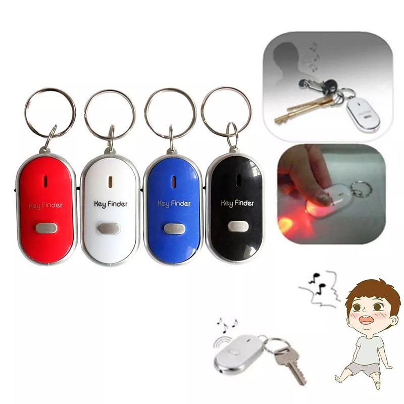LED Whistle Key Finder Flashing Beeping Sound Control Alarm Anti-Lost Key Locator Finder Tracker with Key Ring3