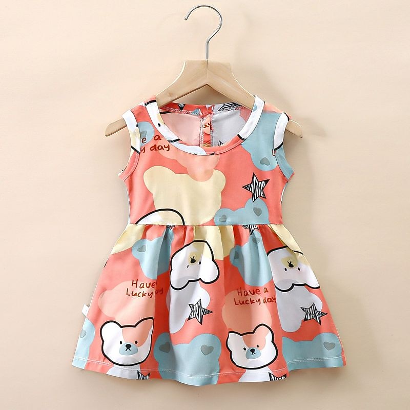 Kids Girls' Dress Cartoon Sleeveless School Active Daily Cotton Above Knee Summer Dress Spring Fall 7-13 Years