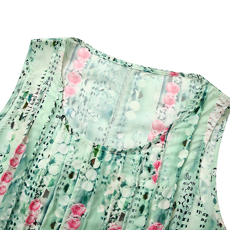 Women's Midi Dress Tank Dress Floral Graphic Ruched Pocket Crew Neck Daily Vacation Sleeveless Summer Spring3