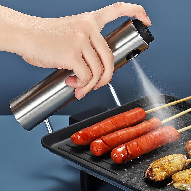 1pc Stainless Steel Olive Oil Sprayer: The Perfect Kitchen Tool for Air Frying, Barbecuing, and More!2