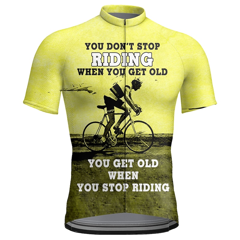 Men's Cycling Jersey Graphic Letter & Number Short Sleeve Bike Jersey Top with 3 Rear Pockets Mountain Bike MTB Road Bike Cycling Quick Dry Reflective Strips Back Pocket Moisture Wicking Sports2