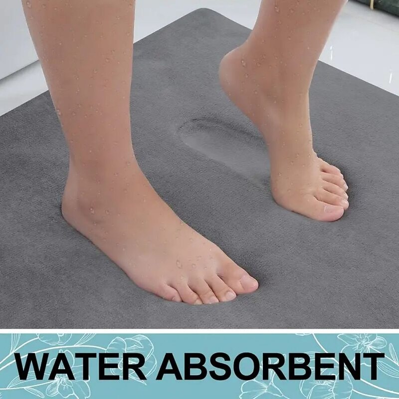 Deep Gray Bath Mat,Memory Foam Bathroom Rugs Modern Bathroom Rug Indoor Carpet Non-Slip Absorbent Bathtub Mat, For Home Shower Room Decor3