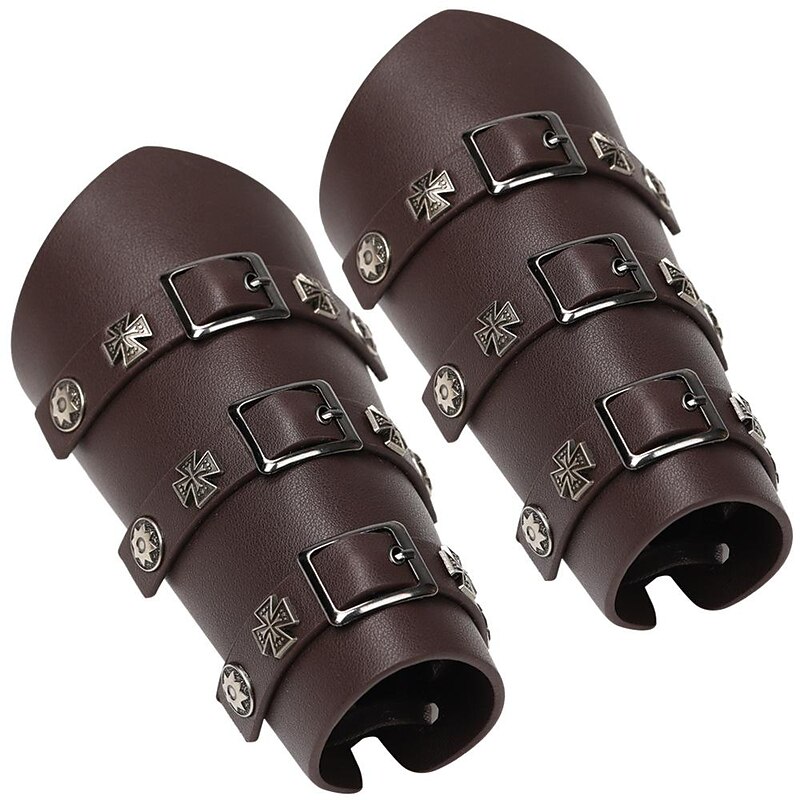 Retro Vintage Medieval Renaissance Armor Wristband Arm Guards Warrior Knight Ritter Viking Archery Fancy Dress Men's Viking Halloween Carnival Masquerade LARP Adults' Arm Guards