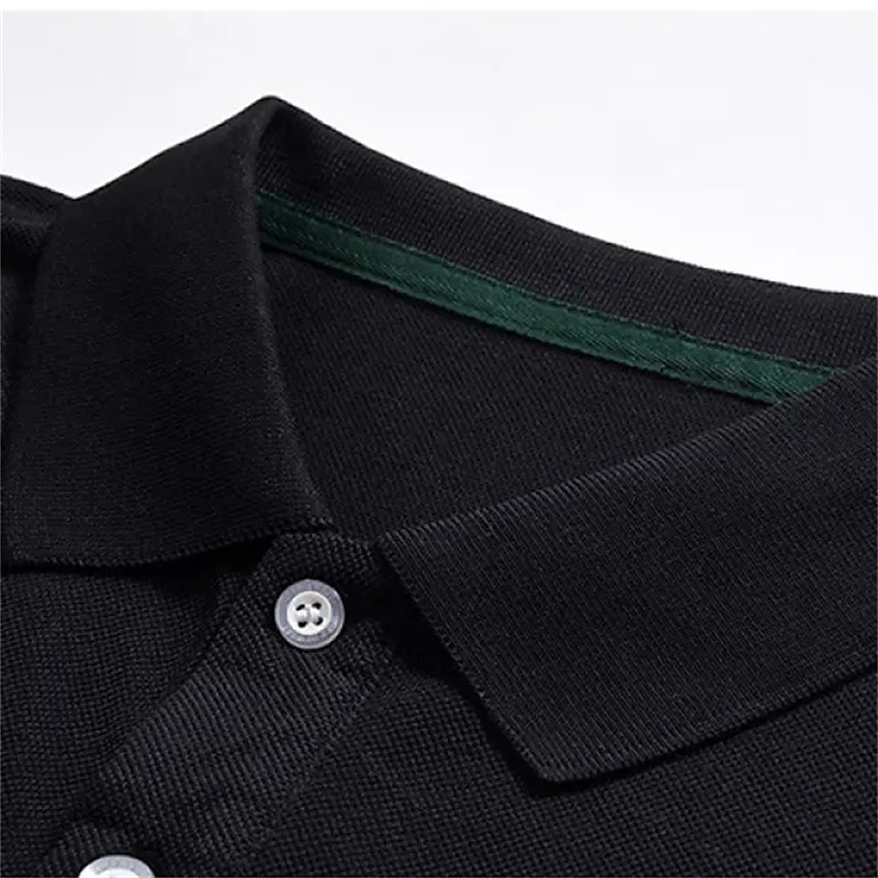 Men's Waffle Polo Shirt Golf Shirt Casual Holiday Lapel Long Sleeve Fashion Basic Plain Button Vintage Summer Regular Fit Black White Grey Waffle Polo Shirt4