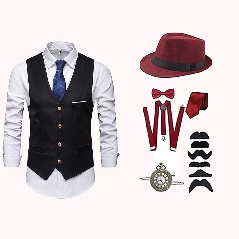 Retro Vintage 1920s Hat Outfits Party Costume Normal The Great Gatsby Gentleman Holiday Christmas Fashion Fancy Dress Men's Halloween Carnival Masquerade Party Evening Wear Prom Bachelorette Party