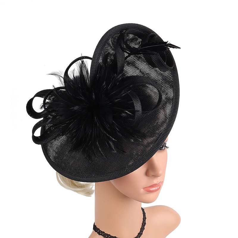 Fascinators Kentucky Derby Hat Headwear Organza Polyester / Polyamide Bowler / Cloche Hat Fedora Hat Vintage Style Elegant With Feather Appliques Headpiece Headwear4