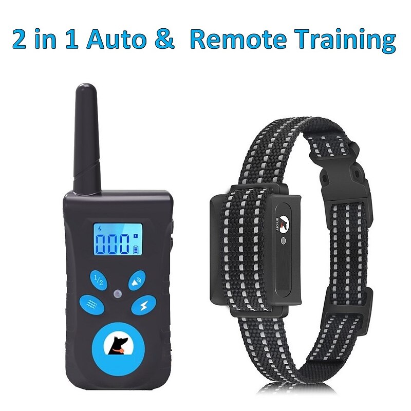 2 In 1 Automatic Anti Bark & Remote Training Collar Electric 3 Modes Beep Vibration Shock Waterproof Rechargeable Pet Behaviour Obedience Training3