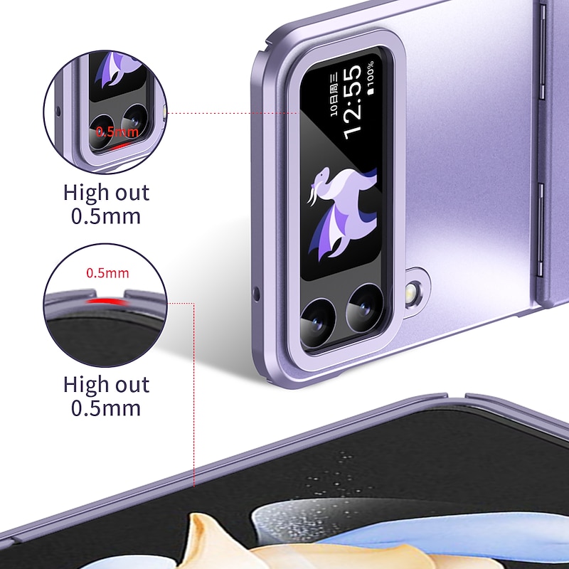 Phone Case For Samsung Galaxy Z Flip 6 Z Flip 5 Z Flip 4 Z Flip 3 Full Body Case Shockproof Solid Colored Aluminum Alloy3