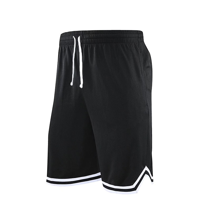 Men's Active Shorts Basketball Shorts Casual Shorts Pocket Drawstring Elastic Waist Plain Comfort Soft Casual Daily Holiday Sports Fashion Black White