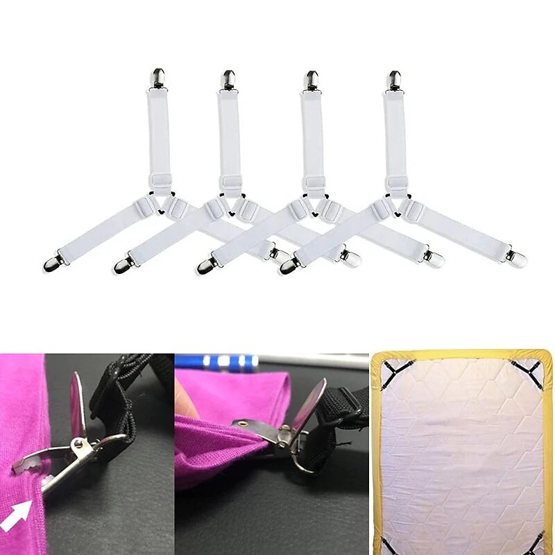 4Pcs Triangle Bed Sheet Holders Fitted Sheet Clips Adjustable Sheet Suspenders Mattress Gripper Clips for Bed Mattress Cover2