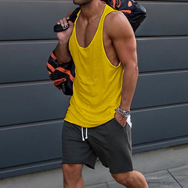 Men's Tank Top Vest Top Undershirt Sleeveless Shirt Sleeveless Crew Neck Summer Solid Color Fashion Casual Comfortable Street Daily Holiday Black White Yellow Top Tee for Men2