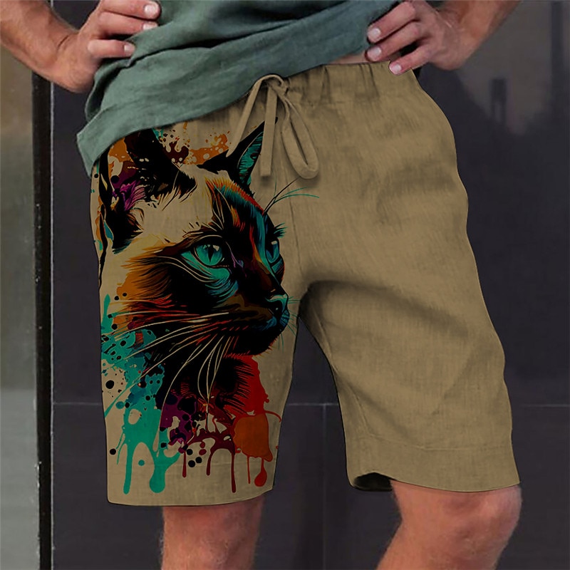 Men's Graphic Animal Cat Shorts Summer Shorts Beach Shorts Mid Waist Streetwear Hawaiian Designer Casual Daily Holiday Drawstring Elastic Waist 3D Print Designer Clothing Apparel2