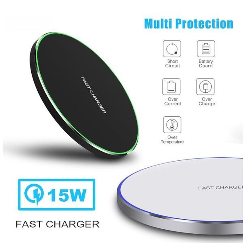 2023 NEW 15W Wireless Fast Charger Pad Phone Charger Dock for iPhone 14 13 12 11 iPhone 13 13 Pro 11 X Xs Max Xr 8plus 8 Samsung Galaxy S30 S21 S20 S10 S9 S8 S7 S6 Huawei P40 Pro