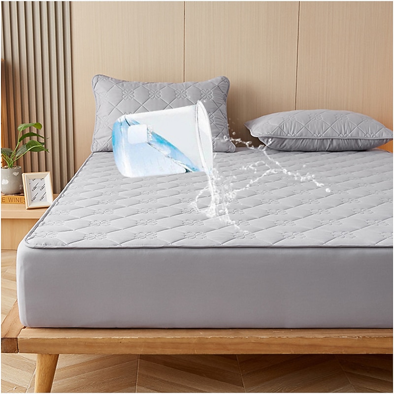 Queen Full King Protective Bed Cover Waterproof Mattress Protector Quilted Fitted Mattress Pad Bed Protector Mattress Cover with Elastic Band Thickened Urine-Proof3