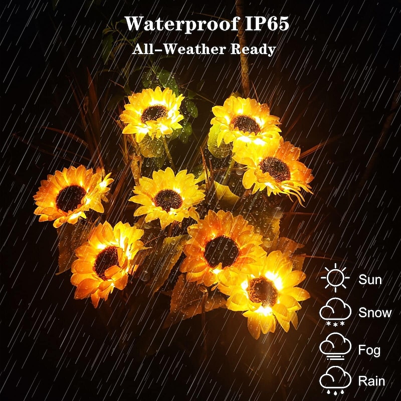 Solar Powered Sunflower Lights, Solar Garden Lights, Outdoor Decorative LED Garden Flower Stakes for Pathway & Lawn Decor2